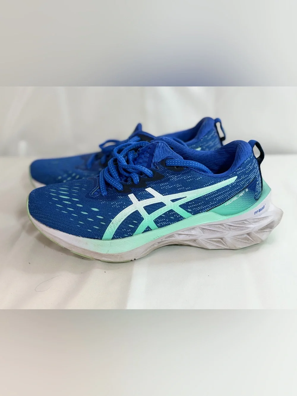 Asics Blue Sneakers with Mint Accents